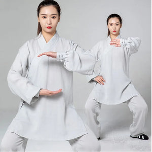 Women Chinese Traditional Cotton Linen Clothing Wudang Tai Chi Practice Martial Art Uniform Taoist Kung Fu Top and Pants Set