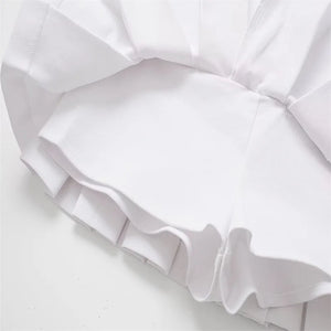2024 Wholesale of women's clothing for foreign trade European and American college style white wide pleated shirt style dress