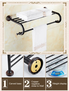 Black Bronze Bathroom Accessories Carving Bath Towel Shelves Toilet Brush Holder Soap Holder Toilet Paper Holder Bath Hardware