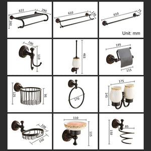 Black Bronze Bathroom Accessories Carving Bath Towel Shelves Toilet Brush Holder Soap Holder Toilet Paper Holder Bath Hardware
