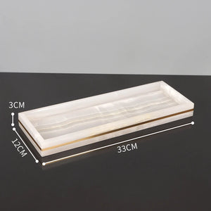 White Onyx Natural Marble Bathroom Accessories Luxury Golden Soap Dispenser Toothbrush Holder Soap Dish Tray Set for Bathroom