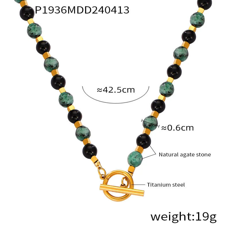Necklace Set For Women Portrait Stainless Steel Colorful Nature Pearl Chain Beaded Luxury Jewelry Party Wedding Gift