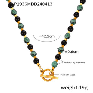 Necklace Set For Women Portrait Stainless Steel Colorful Nature Pearl Chain Beaded Luxury Jewelry Party Wedding Gift