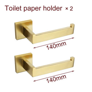 Stainless Steel Brushed Gold Towel Bar Rack Toilet Paper Holder Toilet Brush Robe Hook Soap Dish Bathroom Accessories Hardware
