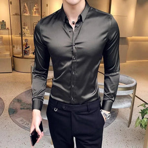Clothing Muscle Long Sleeve Man Tops Business Shirts And Blouses For Men Black Plain With Sleeves Luxury Fashion 2024 Luxury Xxl