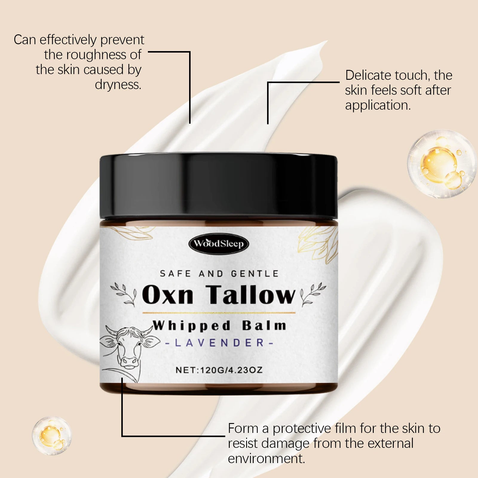 Beef Tallow Cream for Dry Damaged Skin Nourishing Body Balm Reduce Redness Anti Puffiness Firming Lifting Moisturizing Face Care