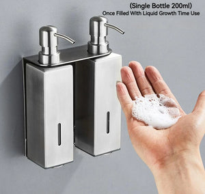 Stainless Steel Bathroom Accessories Liquid Soap Dispensers Single Bottle 200ml Perforated Installation Modern Minimalist Design