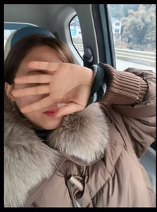 Women's Cotton Coat,Spliced Jacket,Korean Parkas,Female Clothing,Fur Collar,Winter,New