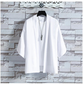 Kimono Men Cloak Kimono Para Hombre Black Coat White Cloak Beach Shirt Summer Haori Men Unisex Samurai Clothing Japanese Men