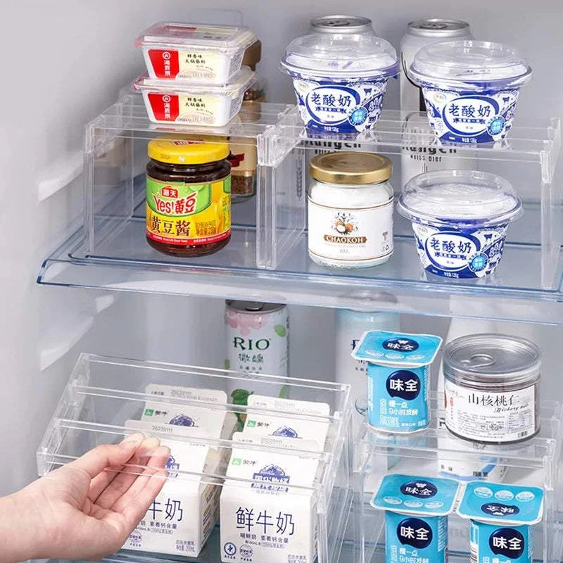 Refrigerator Organizers Storage Rack Fridge Layered Separator Shelves SPECIFICATIONSApplicable Space: KitchenBrand Name: NoEnName_NullChoice: yesClassification: Non-folding RackFeature: Eco-Friendly,StockedHign-concerned Chemical: NoneRefrigerator Organizers Storage Rack