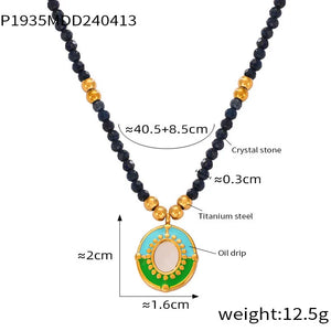 Necklace Set For Women Portrait Stainless Steel Colorful Nature Pearl Chain Beaded Luxury Jewelry Party Wedding Gift
