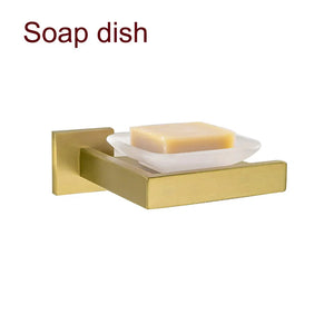 Stainless Steel Brushed Gold Towel Bar Rack Toilet Paper Holder Toilet Brush Robe Hook Soap Dish Bathroom Accessories Hardware