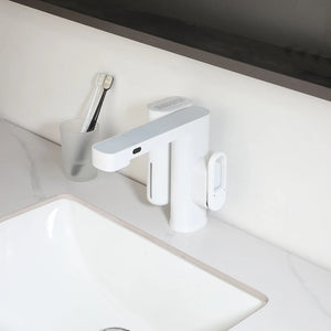 ZAPPO Sensor Bathroom Faucet with Automatic Sensor Smart Soap Dispenser White Basin Sink Faucets Deck Mounted Mixer Tap Black