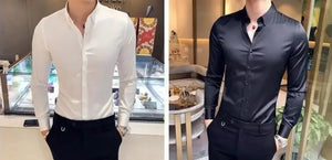 Clothing Muscle Long Sleeve Man Tops Business Shirts And Blouses For Men Black Plain With Sleeves Luxury Fashion 2024 Luxury Xxl