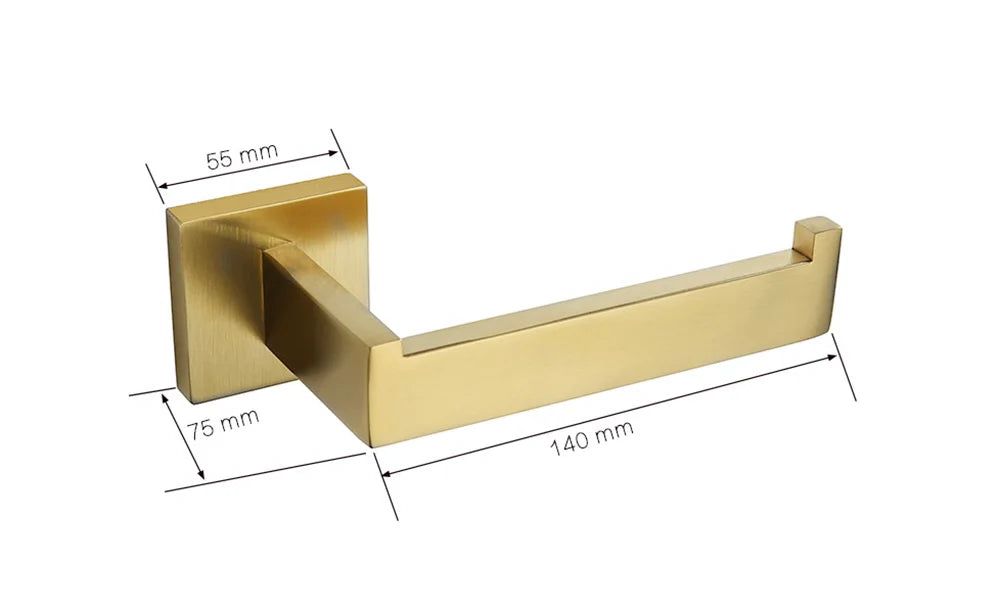 Stainless Steel Brushed Gold Towel Bar Rack Toilet Paper Holder Toilet Brush Robe Hook Soap Dish Bathroom Accessories Hardware
