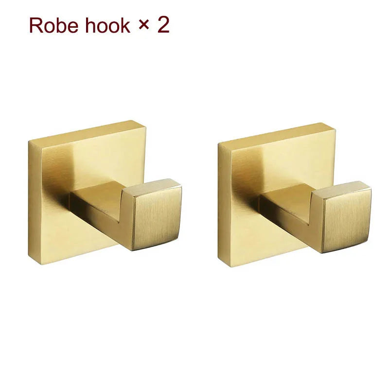 Stainless Steel Brushed Gold Towel Bar Rack Toilet Paper Holder Toilet Brush Robe Hook Soap Dish Bathroom Accessories Hardware