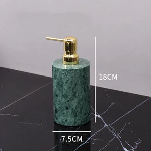 Wholesale Customized Dark Green Natural Marble Bathroom Set Nordic Light Luxury Tray Toothbrush Holder Soap Dispenser Kit