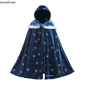 Girl Clothes Princess Cloak Hooded Coat Cape Cinderella Fancy Party Costume Clothes Winter Christmas New Year Children Dress