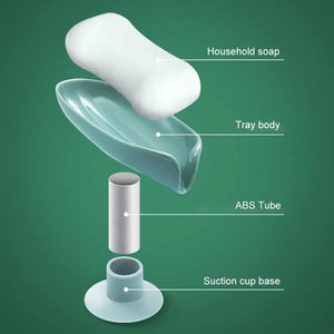 Suction Cup Soap dish For bathroom Shower Portable Leaf Soap Holder Plastic Sponge Tray For Kitchen Bathroom accessories