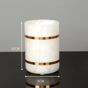 White Onyx Natural Marble Bathroom Accessories Luxury Golden Soap Dispenser Toothbrush Holder Soap Dish Tray Set for Bathroom