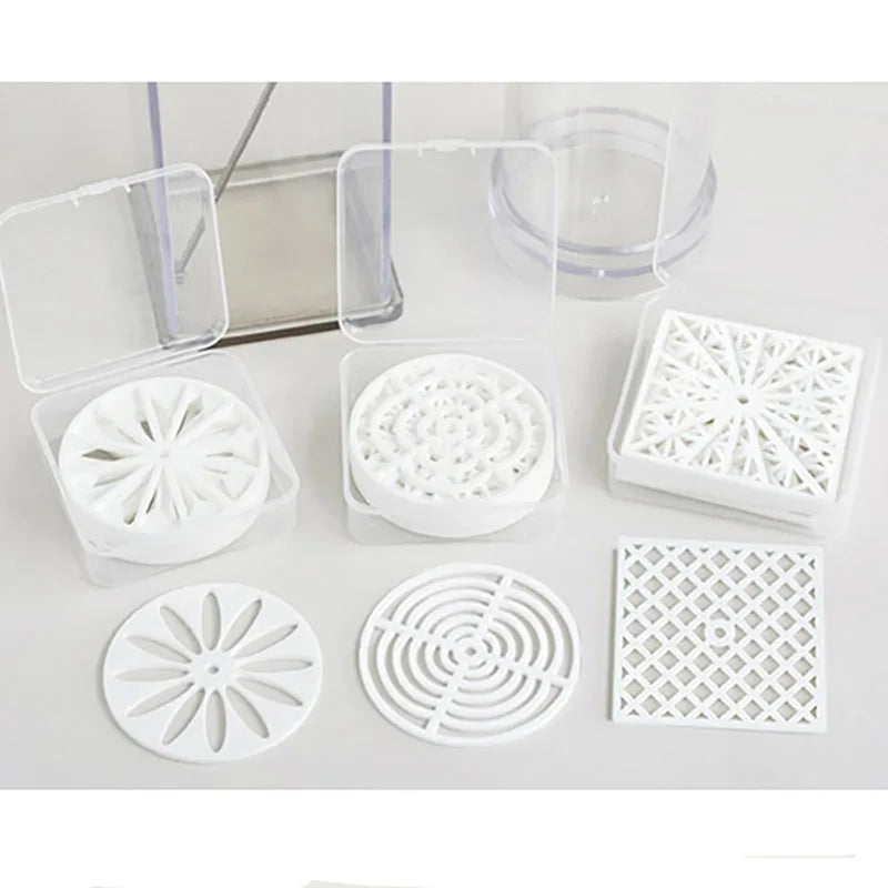 Round Square Acrylic Pull Through Soap Shapers Set, Mold Mould, Kaleidoscope Flower Plates for Rendering Soap Making Supplies Ki