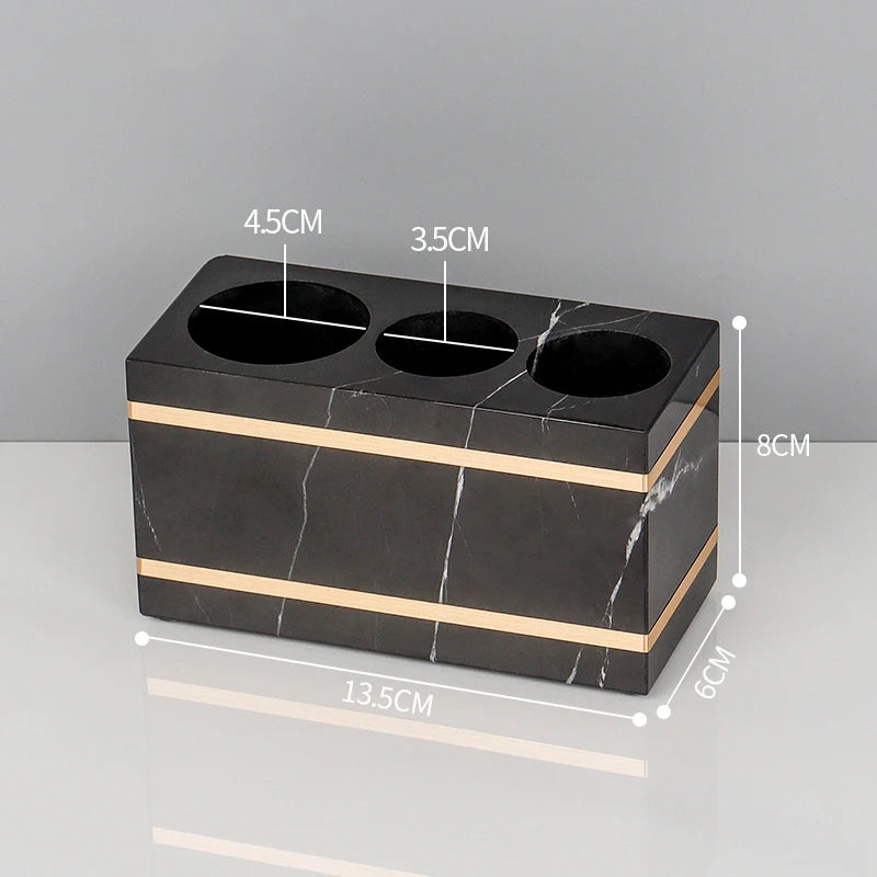 Black Nero Marquin Natural Marble Bathroom Accessories Luxury Gold Soap Dish Soap Dispenser Toothbrush Holder Tray Bathroom Set