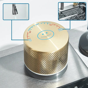 Large 60x45cm Single Slot Kitchen Sink with Faucet 304 Stainless Steel Rainfall 4 Functions Sink with Soap Dispenser,Cup Washer