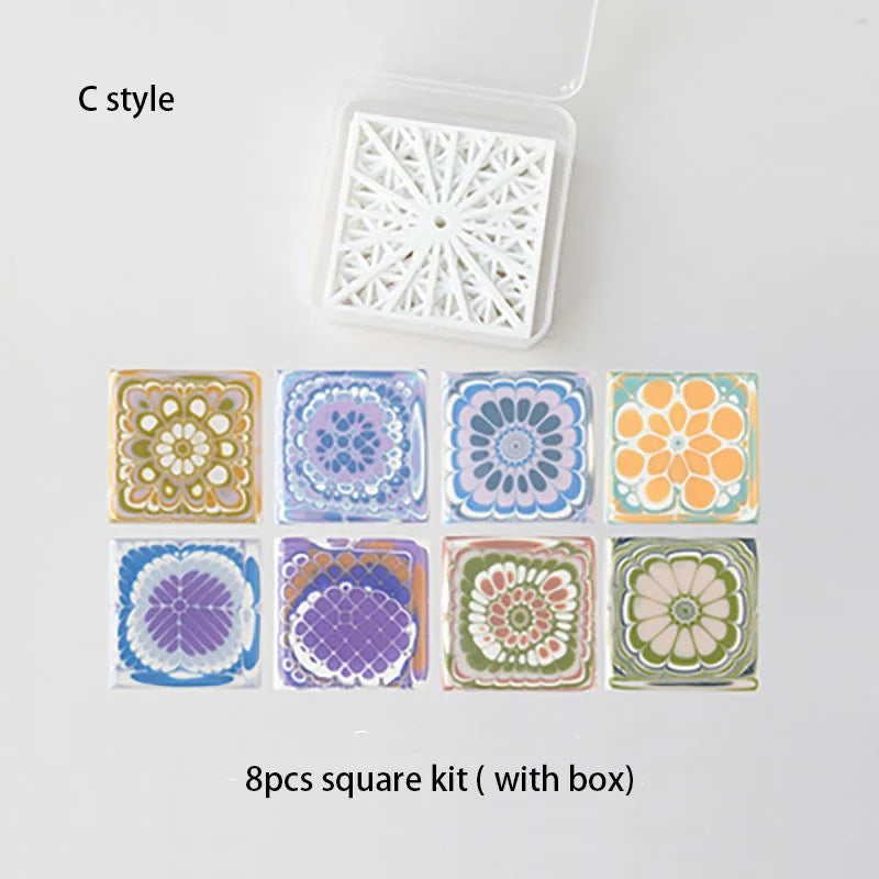 Round Square Acrylic Pull Through Soap Shapers Set, Mold Mould, Kaleidoscope Flower Plates for Rendering Soap Making Supplies Ki
