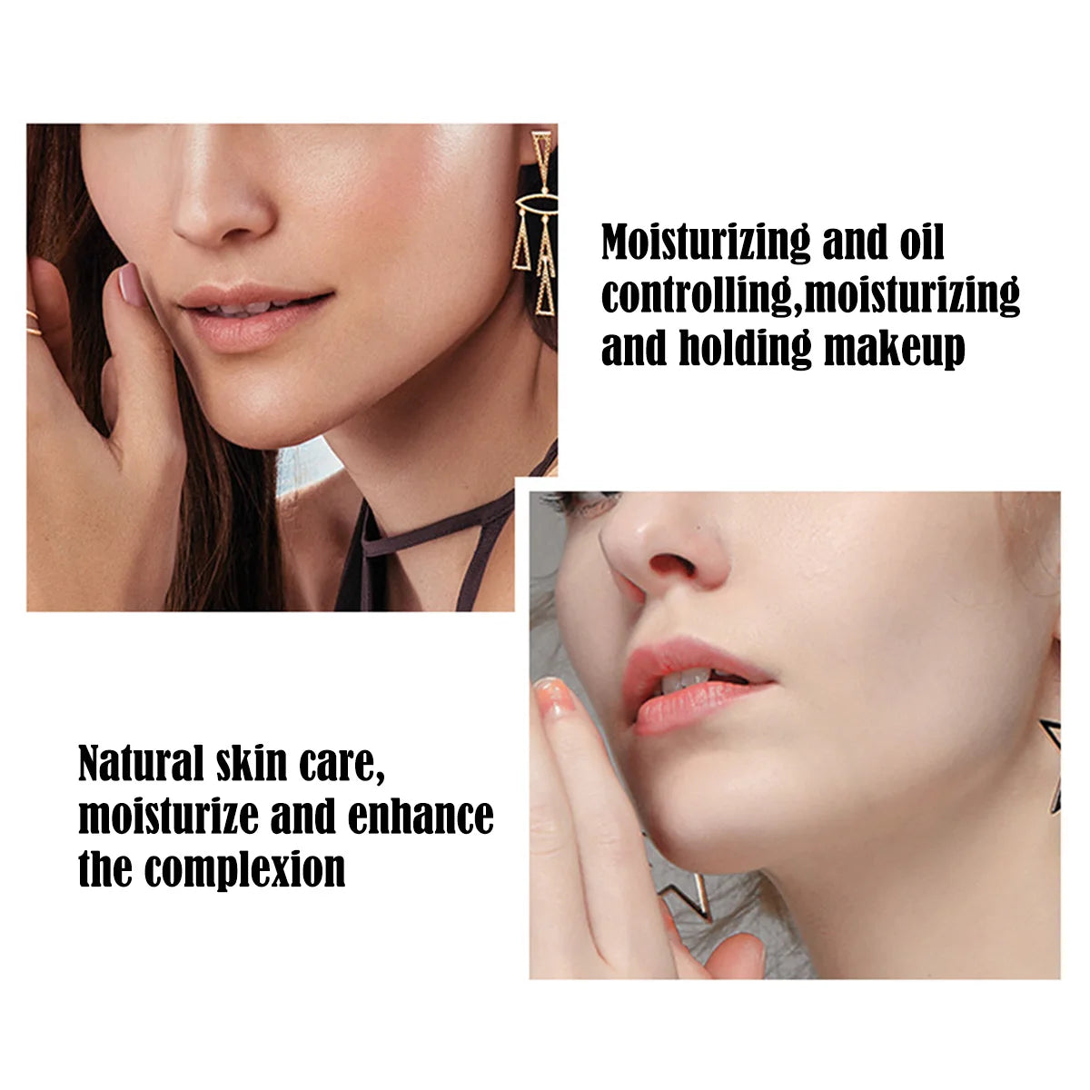 Close-up of diverse women showcasing skincare benefits like moisturizing and oil control for enhanced complexion.