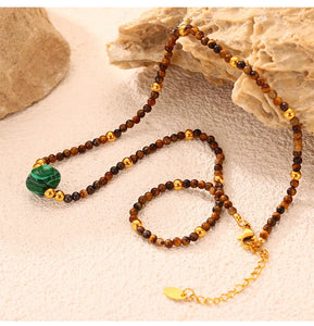 Necklace Set For Women Portrait Stainless Steel Colorful Nature Pearl Chain Beaded Luxury Jewelry Party Wedding Gift