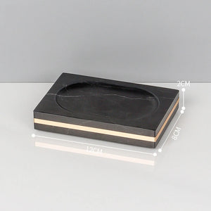Black Nero Marquin Natural Marble Bathroom Accessories Luxury Gold Soap Dish Soap Dispenser Toothbrush Holder Tray Bathroom Set