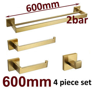 Stainless Steel Brushed Gold Towel Bar Rack Toilet Paper Holder Toilet Brush Robe Hook Soap Dish Bathroom Accessories Hardware