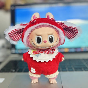 Only Clothes Cloth Blind Box Pendant Baby Clothes Cartoon Cute Plush Two-Piece Small Satchel Suit Vinyl Doll Conjoined Dress.