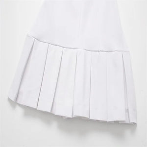 2024 Wholesale of women's clothing for foreign trade European and American college style white wide pleated shirt style dress