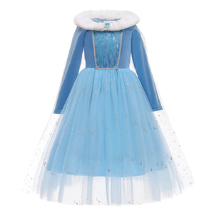 Girl Clothes Princess Cloak Hooded Coat Cape Cinderella Fancy Party Costume Clothes Winter Christmas New Year Children Dress
