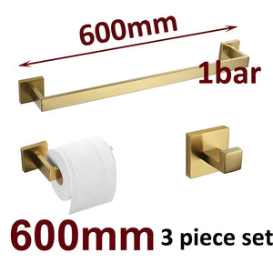 Stainless Steel Brushed Gold Towel Bar Rack Toilet Paper Holder Toilet Brush Robe Hook Soap Dish Bathroom Accessories Hardware