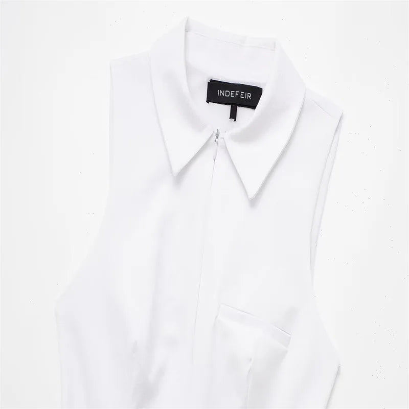 2024 Wholesale of women's clothing for foreign trade European and American college style white wide pleated shirt style dress