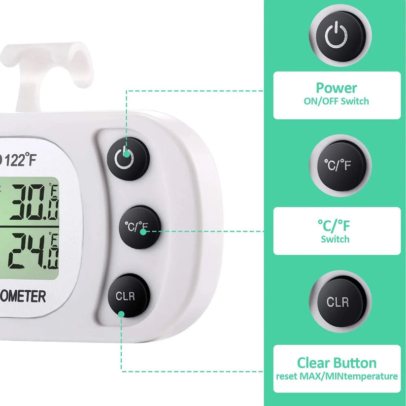 Refrigerator Fridge Thermometer Digital Freezer Room Thermometer WaterSPECIFICATIONSBrand Name: NoEnName_NullChoice: yesIs Smart Device: NoModel Number: Freezer ThermometerOrigin: Mainland ChinaProduct Type: THERMOMETERSThermometer TypRefrigerator Fridge Thermometer