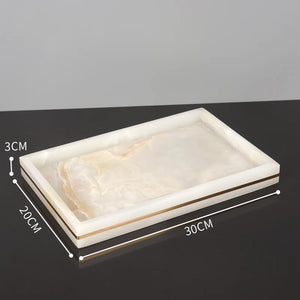 White Onyx Natural Marble Bathroom Accessories Luxury Golden Soap Dispenser Toothbrush Holder Soap Dish Tray Set for Bathroom