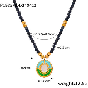 Necklace Set For Women Portrait Stainless Steel Colorful Nature Pearl Chain Beaded Luxury Jewelry Party Wedding Gift
