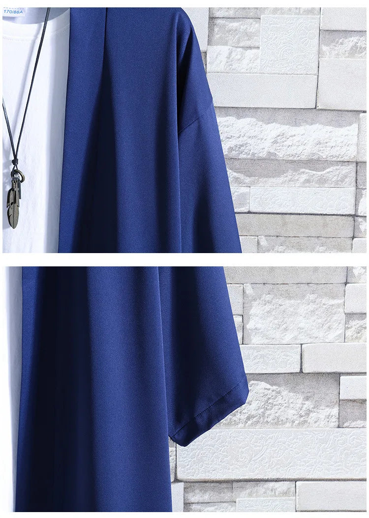 Kimono Men Cloak Kimono Para Hombre Black Coat White Cloak Beach Shirt Summer Haori Men Unisex Samurai Clothing Japanese Men