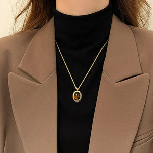 Necklace women Creative Versatile Natural Stone Mix and Match Handmade High Quality Stainless Steel Chain Jewelry