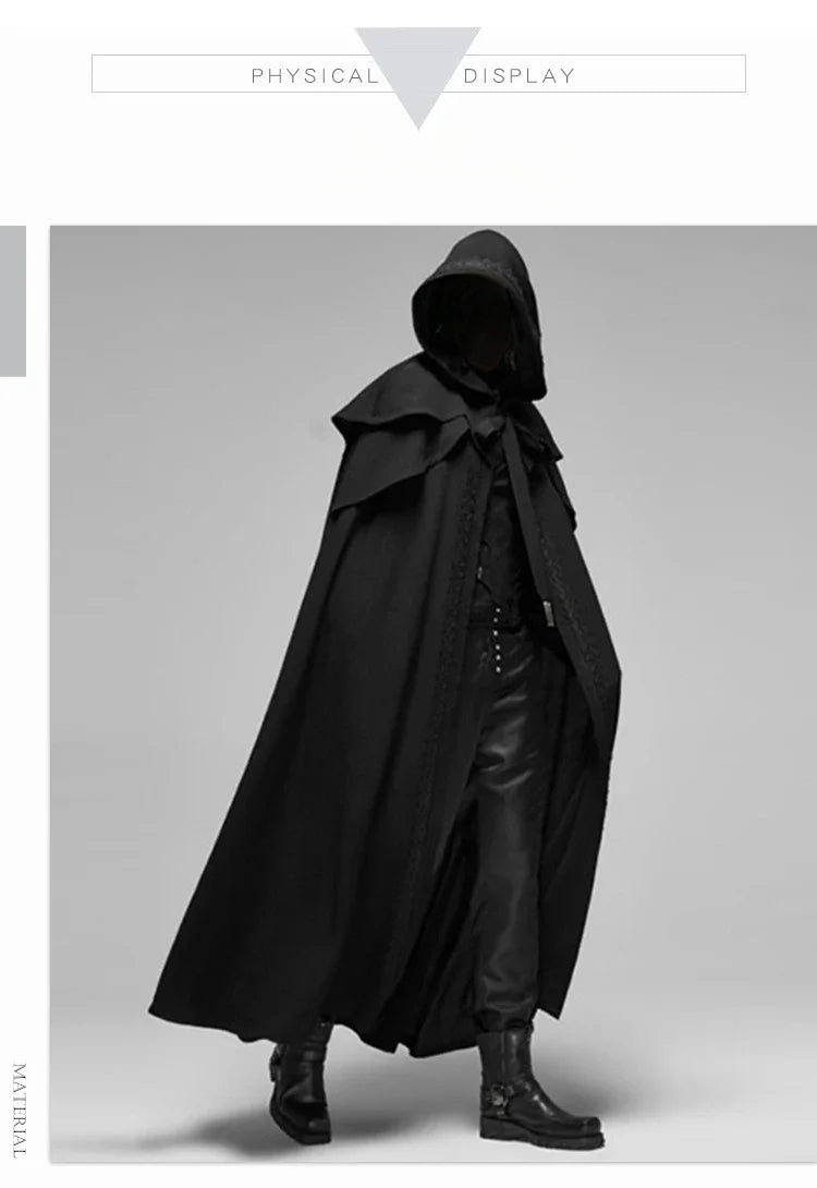 Medieval Cloak Men Women Hooded Cape Vintage Gothic Black Cloak Medieval Fantasy Viking Costume Halloween Cosplay Clothes
