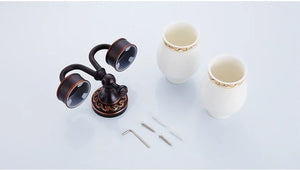 Black Bronze Bathroom Accessories Carving Bath Towel Shelves Toilet Brush Holder Soap Holder Toilet Paper Holder Bath Hardware