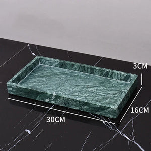 Wholesale Customized Dark Green Natural Marble Bathroom Set Nordic Light Luxury Tray Toothbrush Holder Soap Dispenser Kit