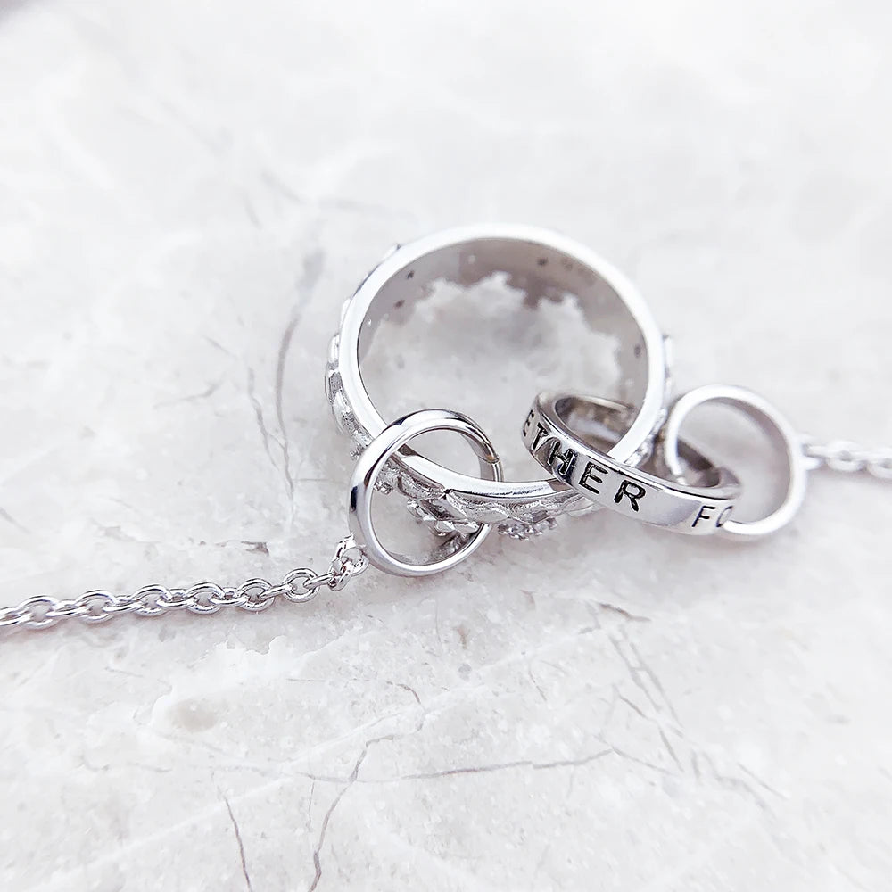 Necklace Queen Crown Link Chain Fine Jewelry Europe 925 Stering Silver Brand New Romantic Gift For Women