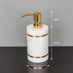 Volakos White Natural Marble Bathroom Accessories Golden Luxury Soap Dish Soap Dispenser Toothbrush Holder Tray Bathroom Set