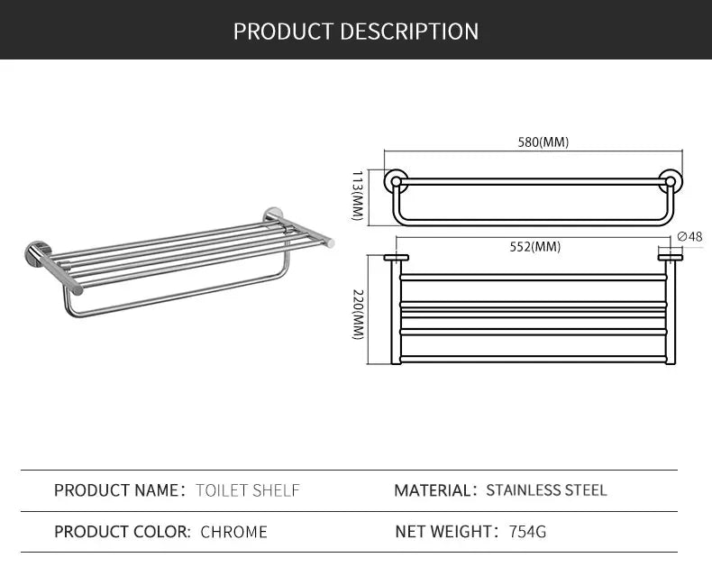 Mirror Chrome Bathroom Hardware 304 Stainless Steel Towel Rack Toilet Paper Holder Soap Holder Towel Bar Toilet Accessories