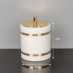 Volakos White Natural Marble Bathroom Accessories Golden Luxury Soap Dish Soap Dispenser Toothbrush Holder Tray Bathroom Set