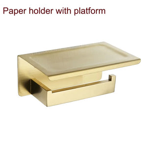 Stainless Steel Brushed Gold Towel Bar Rack Toilet Paper Holder Toilet Brush Robe Hook Soap Dish Bathroom Accessories Hardware